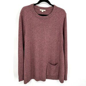 WHITE STUFF Mauve Purple Merino Wool Alpaca Knit Pocket Pullover Sweater Size XL